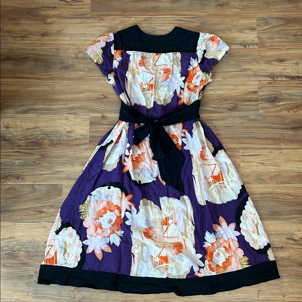 Corey Lynn Calter Anthropologie Vintage Silk Floral Empire Waist Dress A-Line 4 - Picture 5 of 12